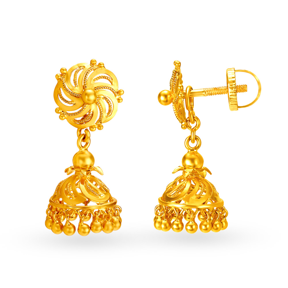 Enticing Gold Jhumki Earrings,,hi-res image number null