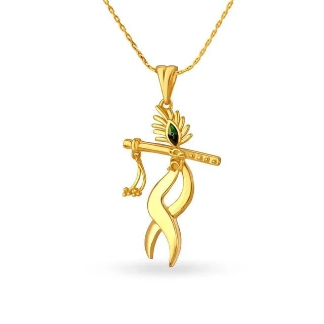 Adorned 22 Karat Yellow Gold Krishna Pendant,,hi-res image number null