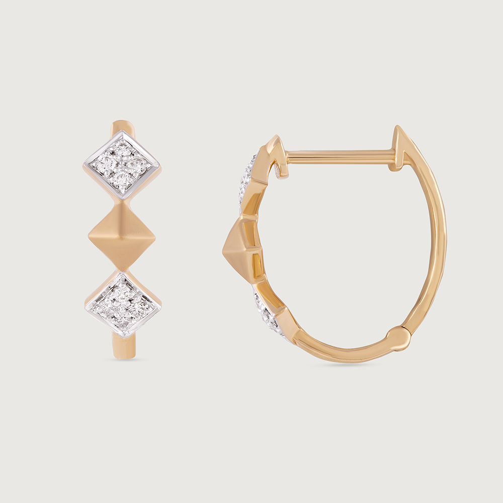 Geo Sparkle Gold & Diamond Hoop Earrings,,hi-res image number null