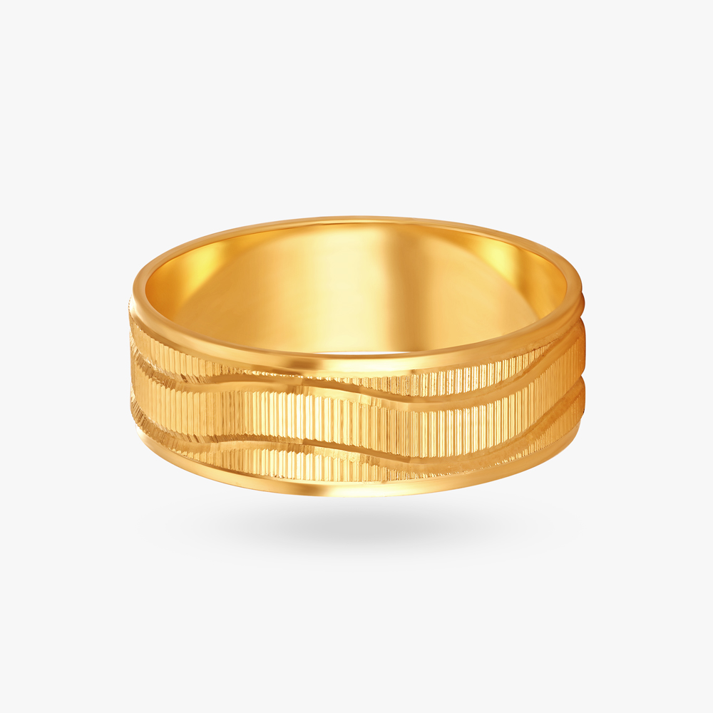 Grooved Men's Gold Finger Ring,,hi-res image number null