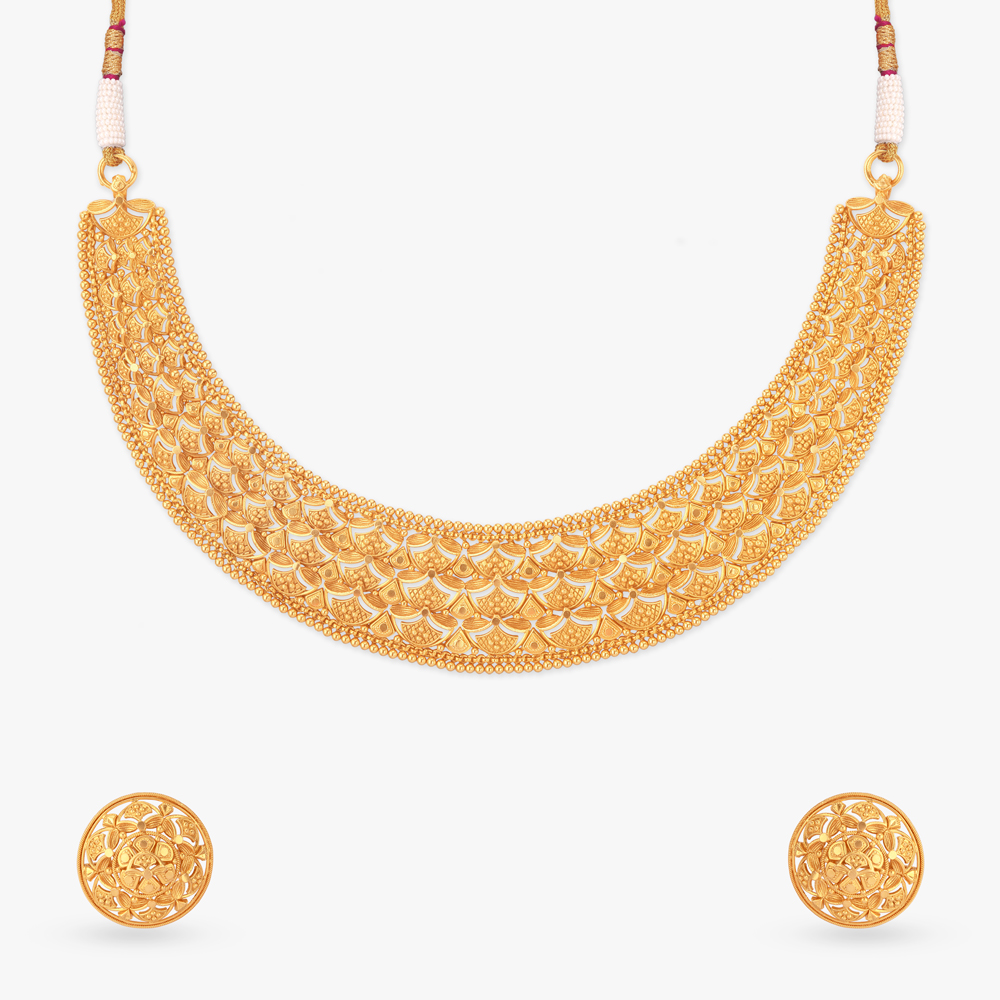 Shankha Jyoti Gold Necklace set,,hi-res image number null