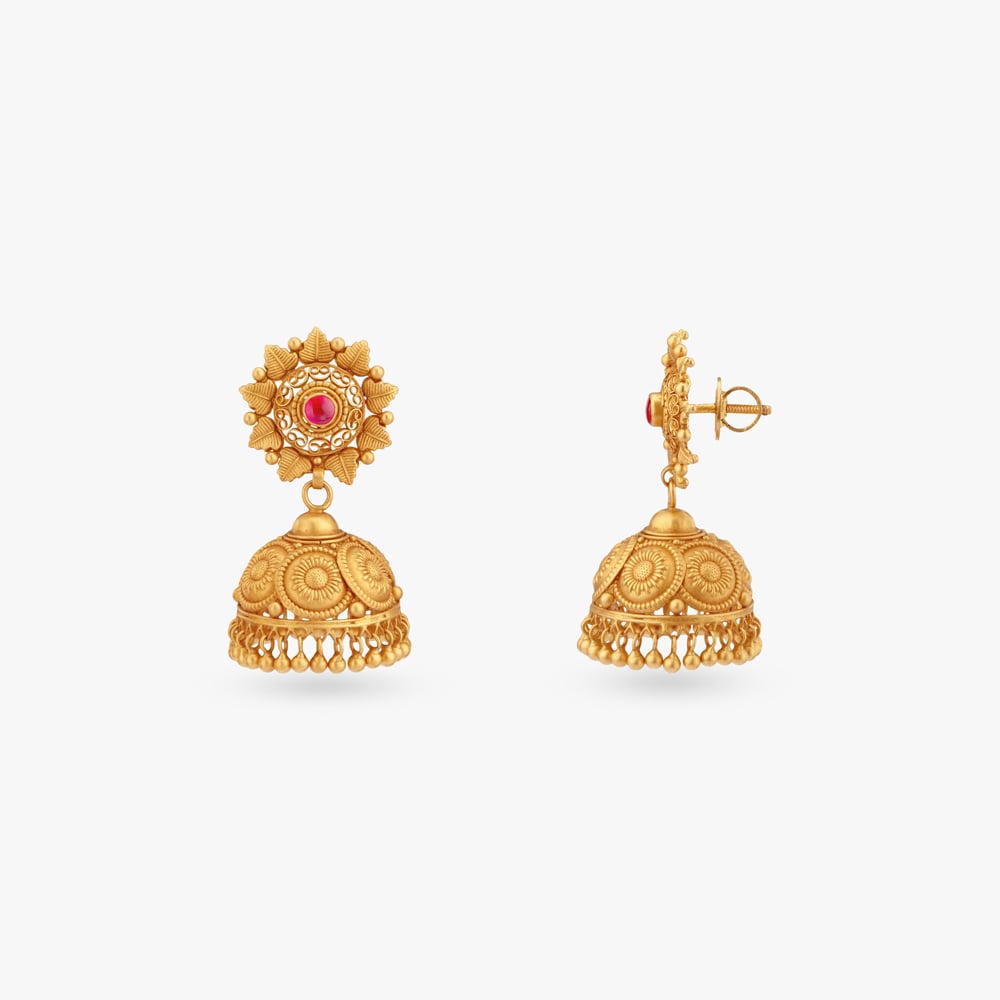 Floral Cascade Gold Long Temple Necklace Set,,hi-res image number null
