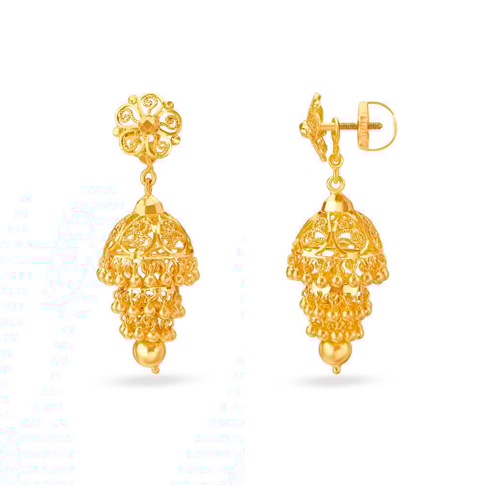 Ornate Floral Jhumkas,,hi-res image number null