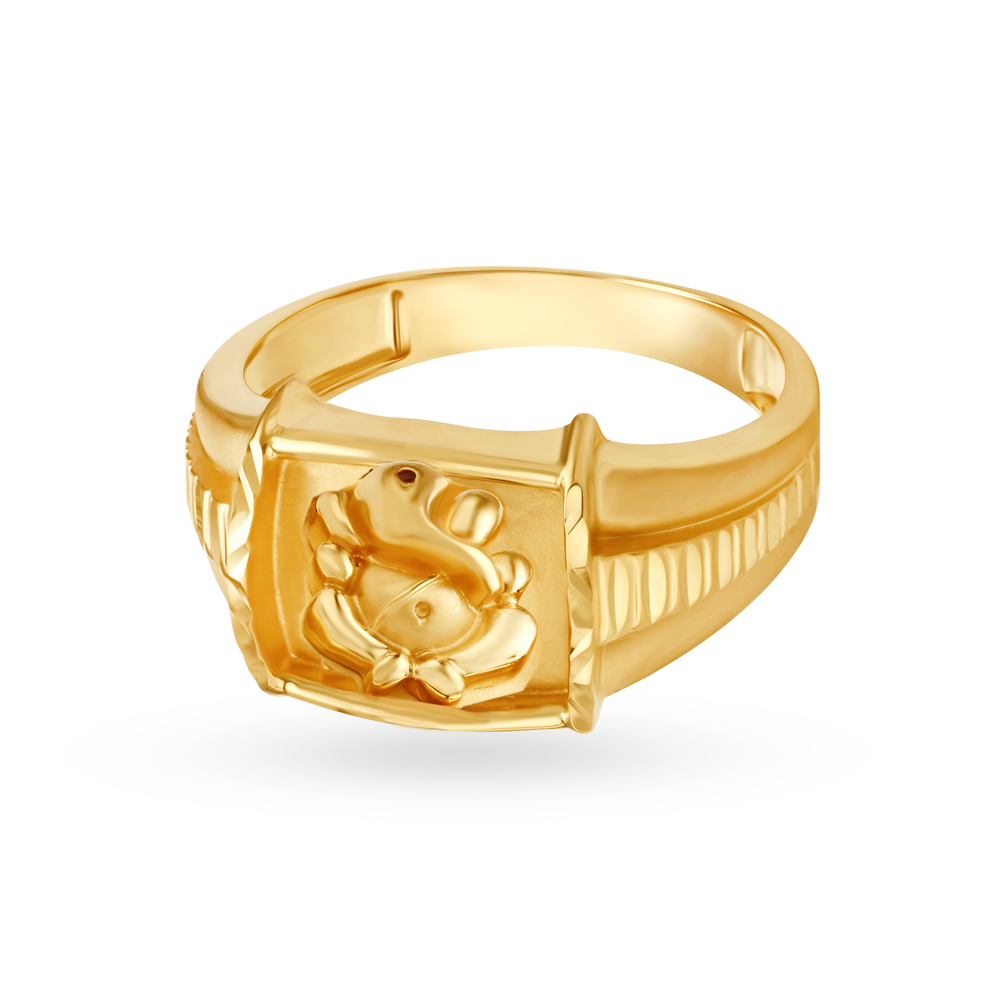 Regal 22 Karat Gold Ganesha Ring,,hi-res image number null