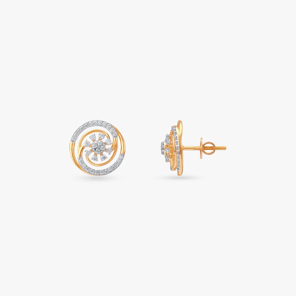 Trendy Bloom Diamond Stud Earrings,,hi-res image number null