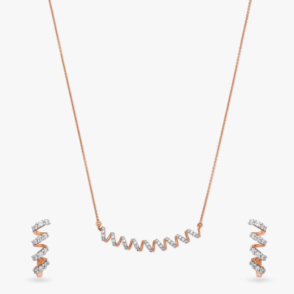 Stylish Spiral Diamond Necklace Set,,hi-res image number null