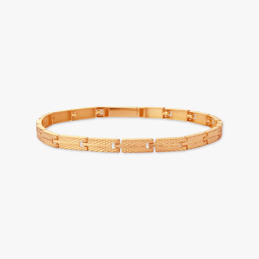 Linear Code Gold Bracelet for Men,,hi-res image number null