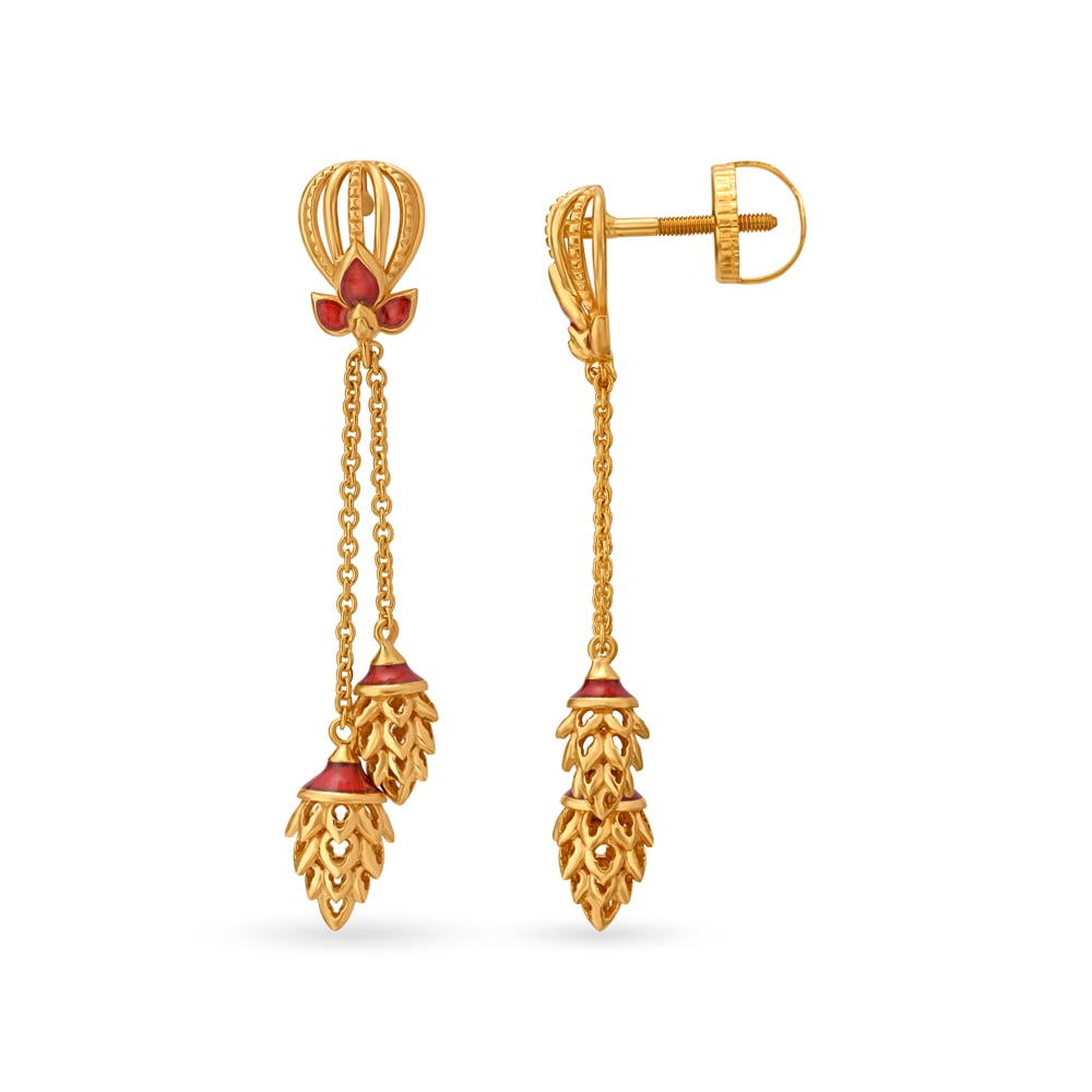 Enthralling Dangling Gold Drop Earrings,,hi-res image number null