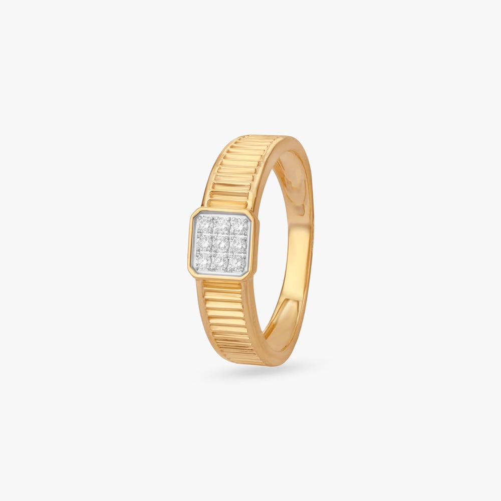 

Modern Grooved Diamond Ring For Men