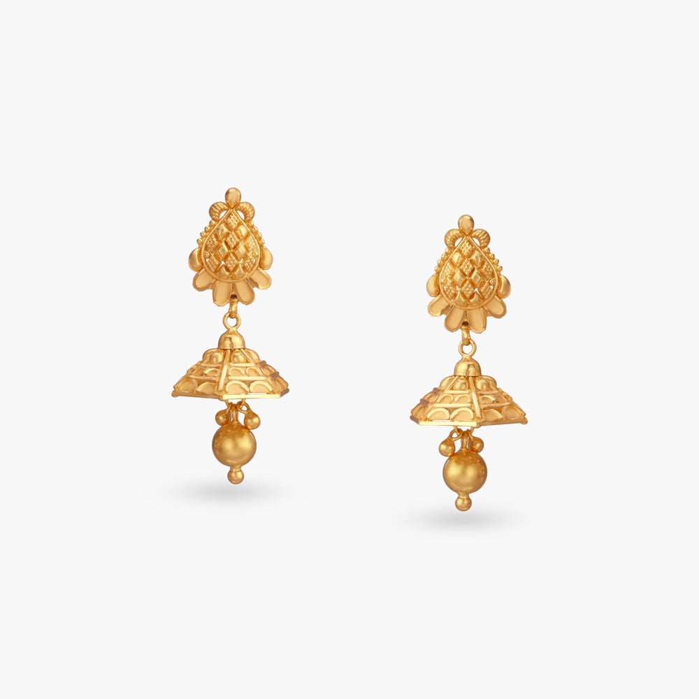

Regal Pine Gold Jhumka Earrings