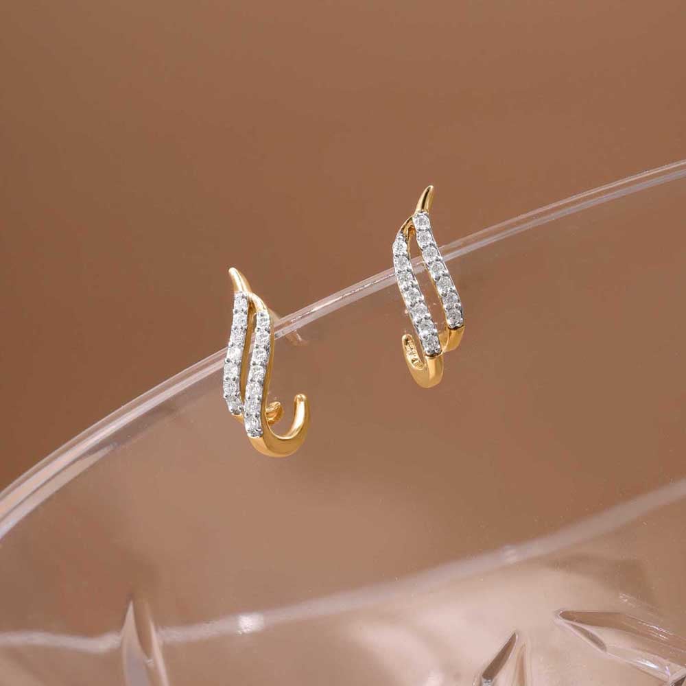 Gleaming Twist Diamond Hoop Earrings,,hi-res image number null
