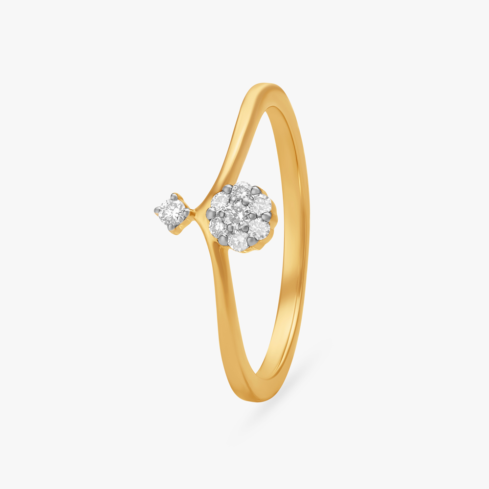 Layered Multi Stone Contemporary High Polish Diamond Ring