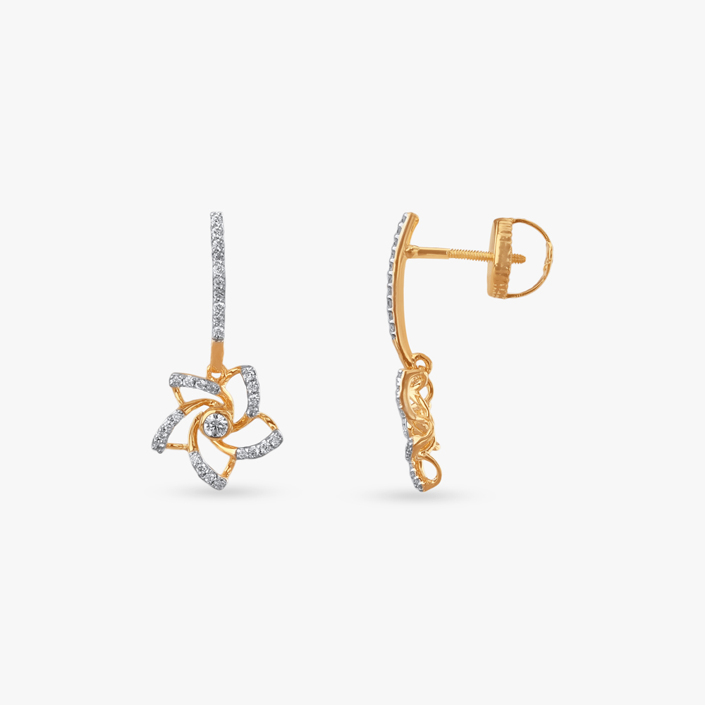 Whirl Petal Diamond Drop Earrings,,hi-res image number null