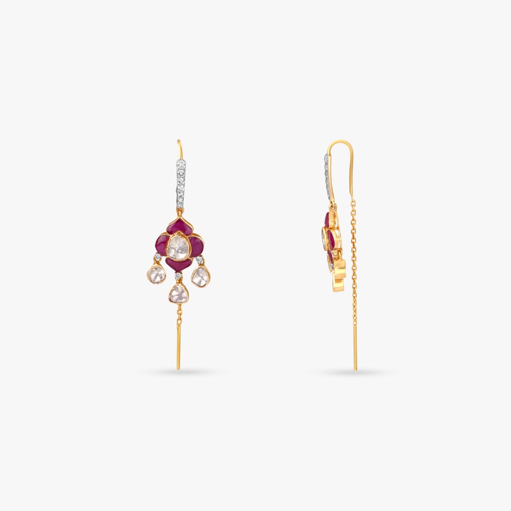 Rosy Cascade Gold Hoop Earrings,,hi-res image number null