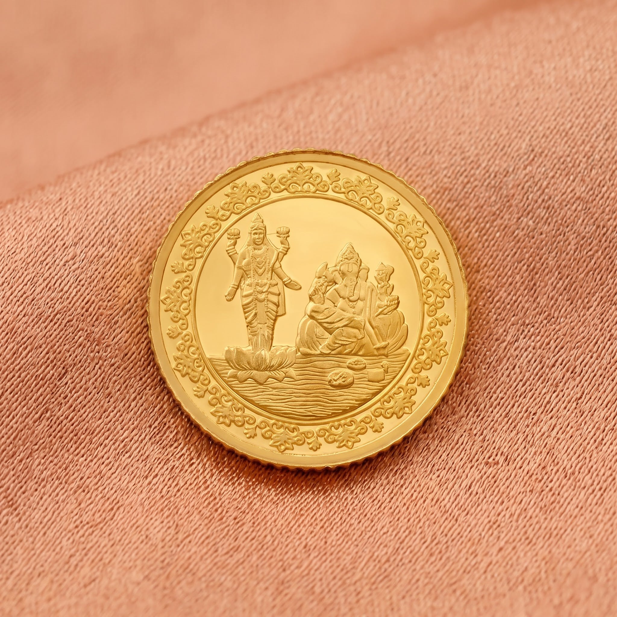 5 gram 24 Karat Gold Coin with Ganesha-Lakshmi Motif,,hi-res image number null