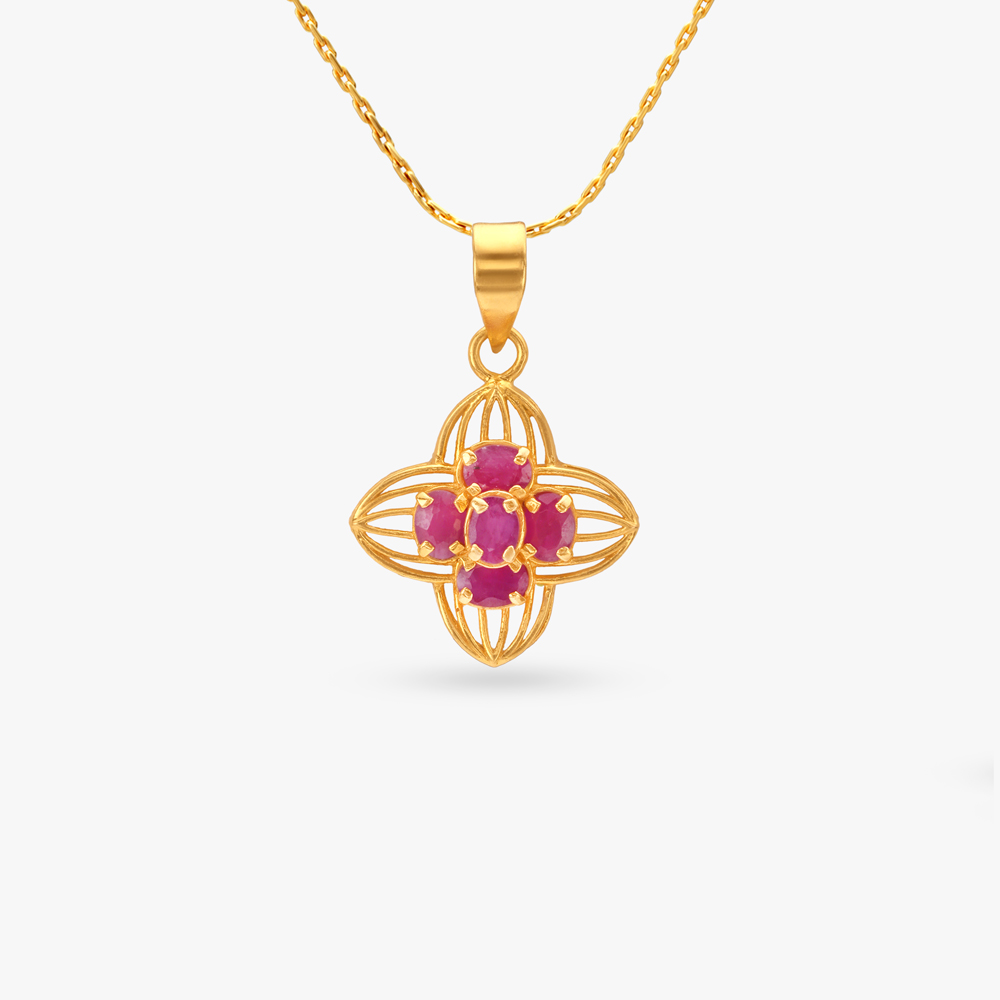 Vivid Loop Ruby Pendant and Earrings Set,,hi-res image number null