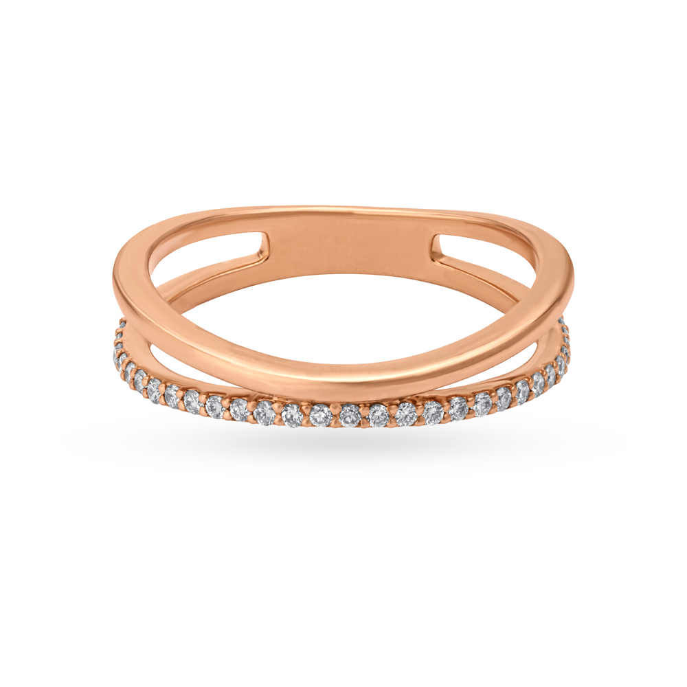 Glittering 18 Karat Rose Gold And Diamond Finger Ring,,hi-res image number null