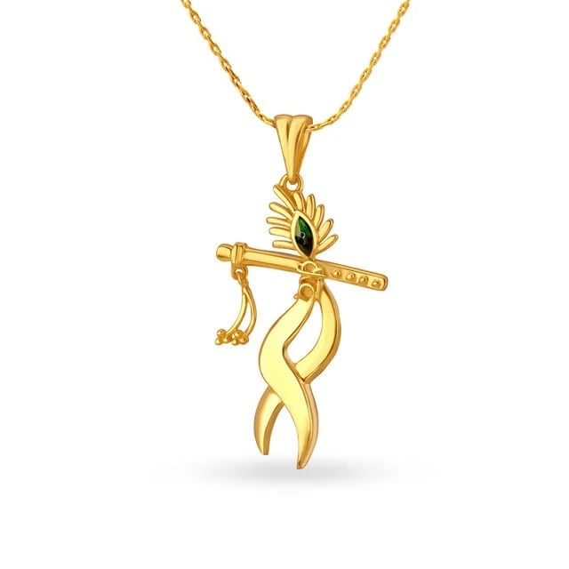 Adorned 22 Karat Yellow Gold Krishna Pendant,,hi-res image number null