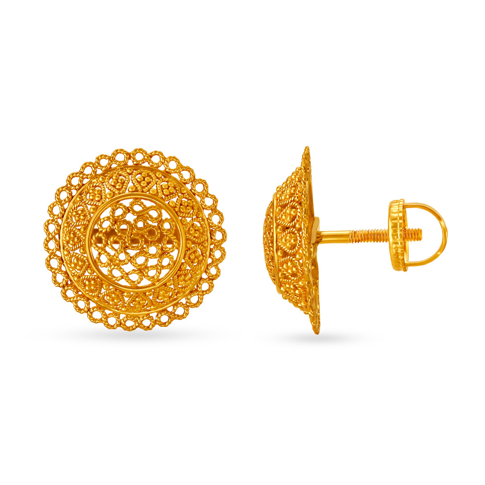 Pristine and Charming Jali Work Circle Stud Earrings,,hi-res image number null