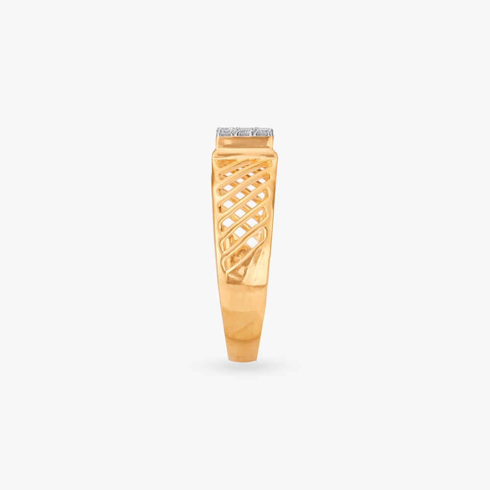 Contemporary Grid Diamond Finger Ring for Men,,hi-res image number null