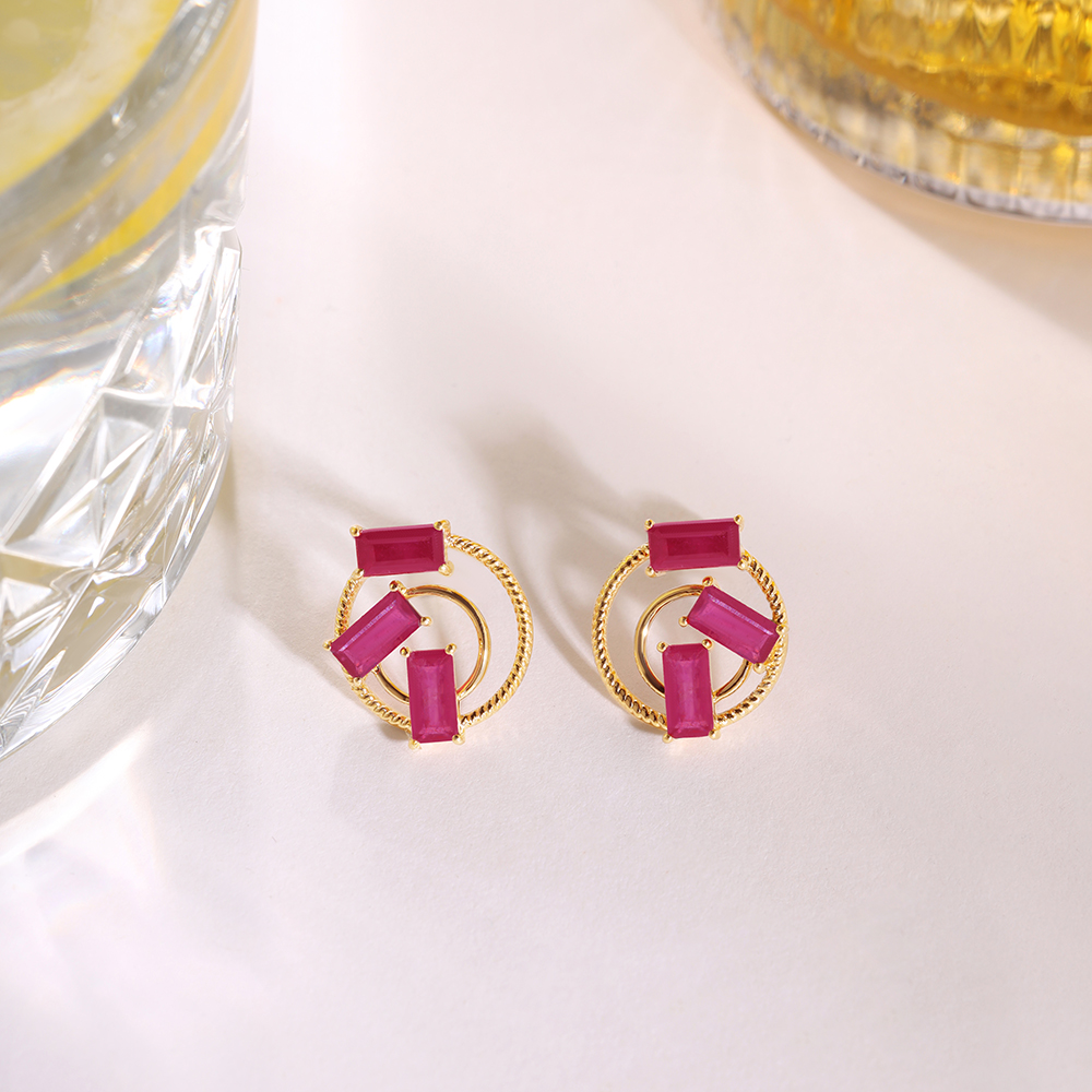 Twilight Tipples 14KT Ruby Stud Earrings