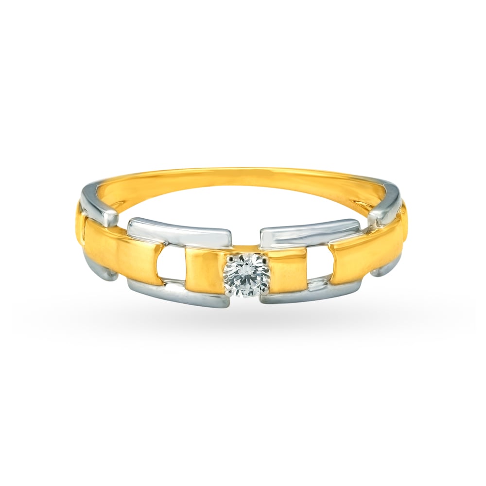 Characterful 18 Karat Dual Gold And Diamond Finger Ring,,hi-res image number null