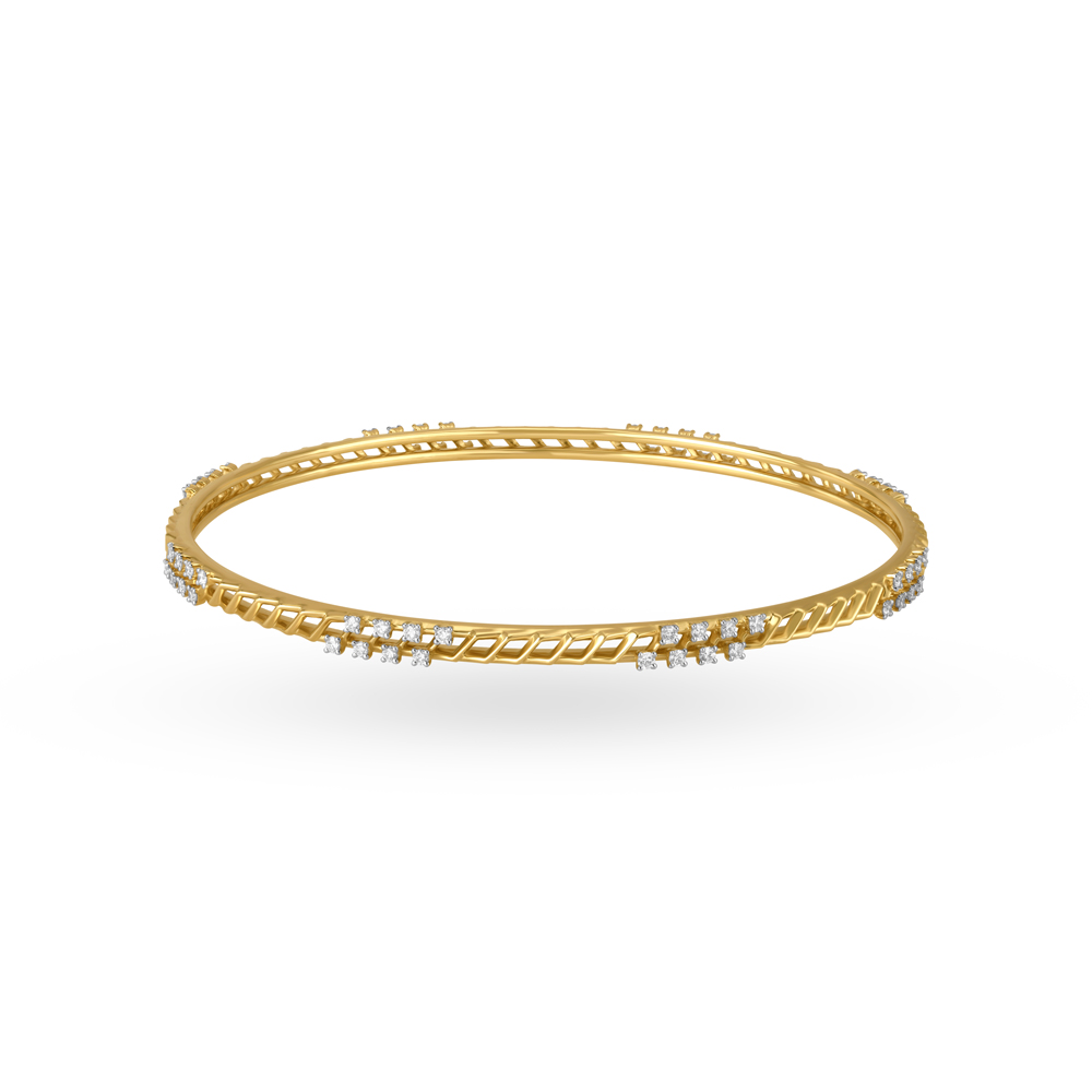 Elegant Diamond Bangle in White and Rose Gold