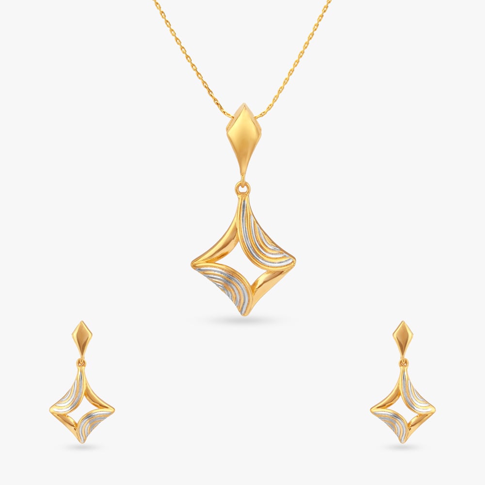 

Retro Swirl Gold Pendant and Earrings Set