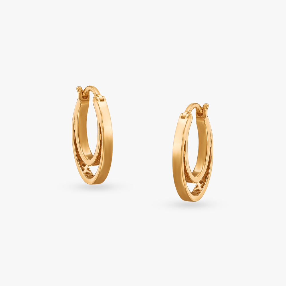 Twin Loop Gold Hoop Earrings,,hi-res image number null