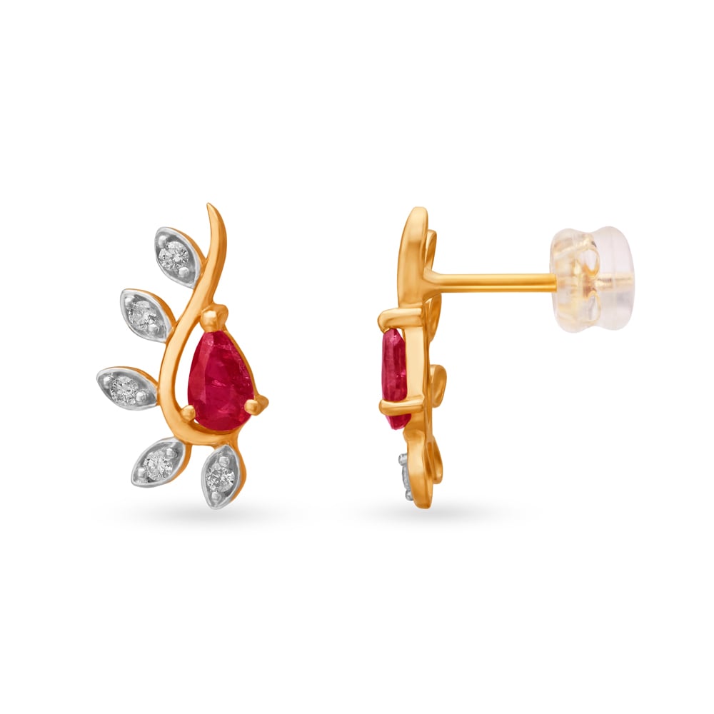 Fancy Resplendent Ruby and Diamond Drop Earrings,,hi-res image number null
