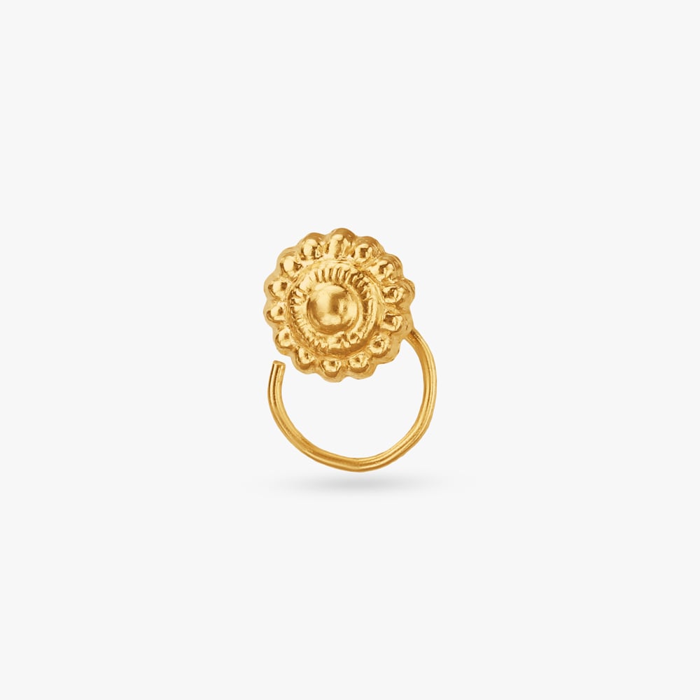 Sunburst Disc Gold Nose Pin,,hi-res image number null