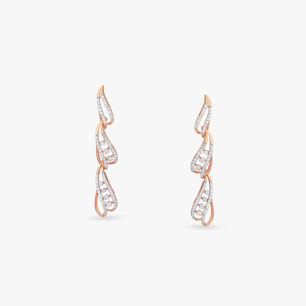 Feather Trail Diamond Drop Earrings,,hi-res image number null