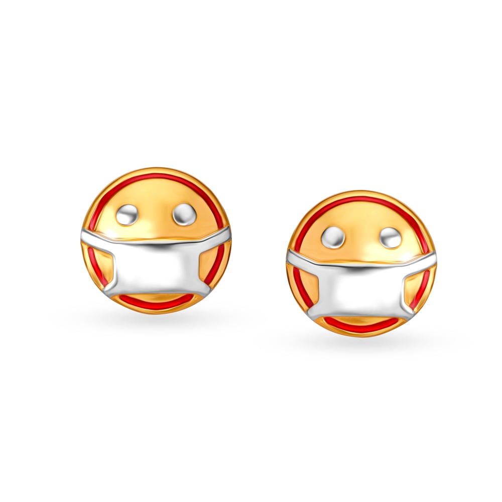 Masked Face Emoticon Stud Earrings for Kids
