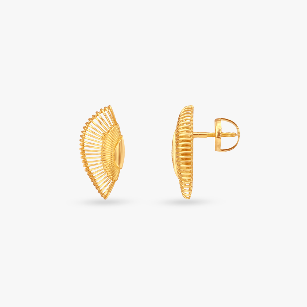 Sunflare Arc Gold Stud Earrings,,hi-res image number null
