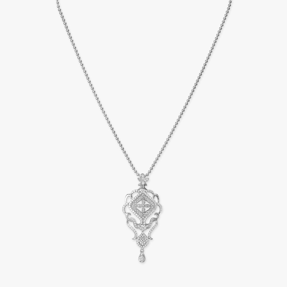 Victorian Mesh Silver Pendant with Chain and Earrings Set,,hi-res image number null