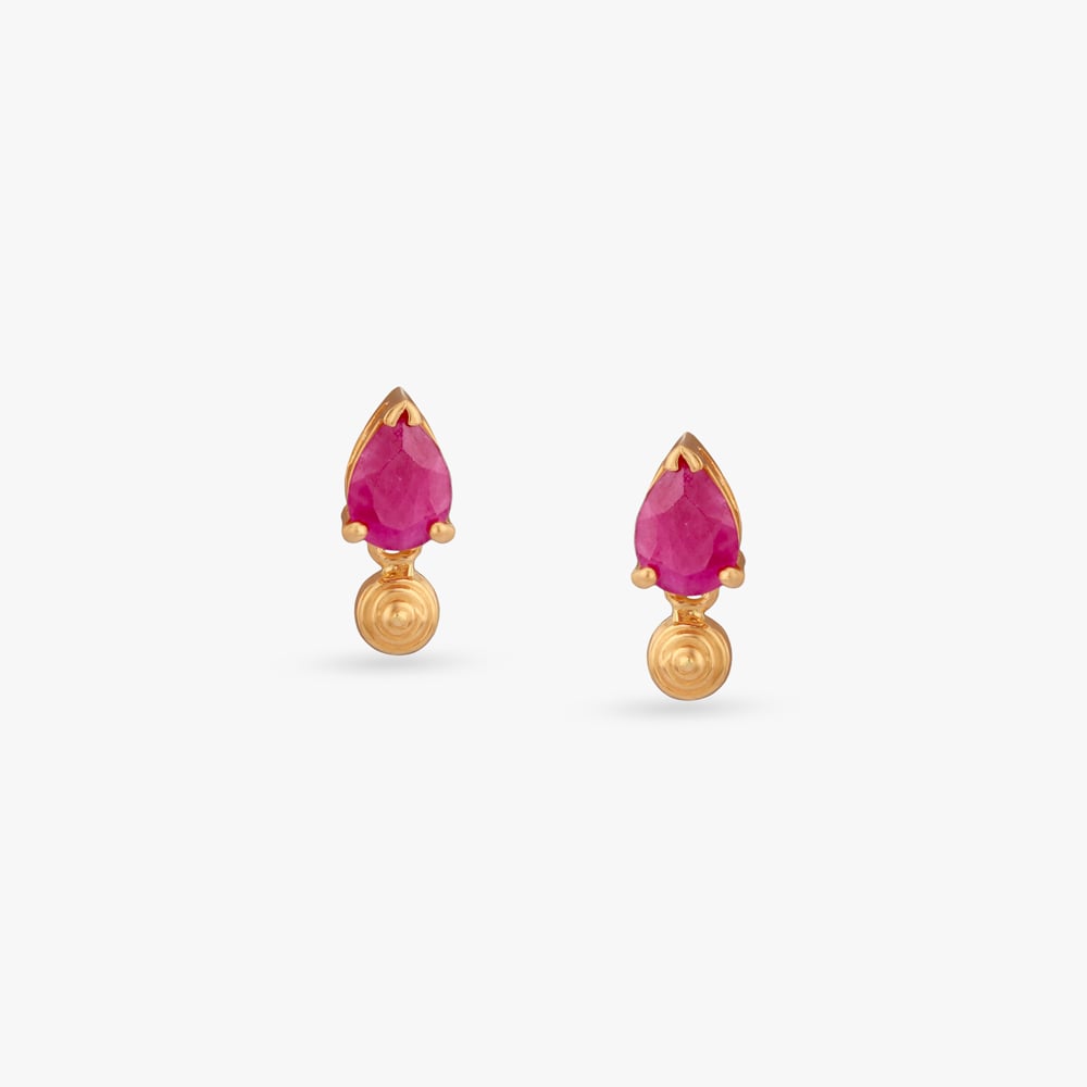 

Crimson Charmer Gold Drop Earrings