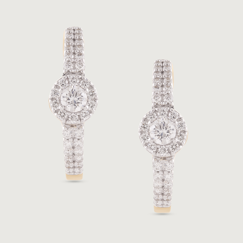 Sparkling Fringe Gold & Diamond Hoop Earrings,,hi-res image number null