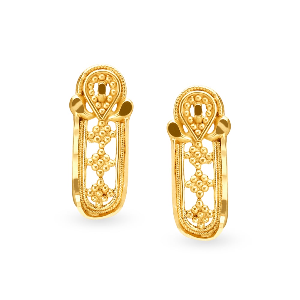 

Traditional Rava Work Gold Stud Earrings