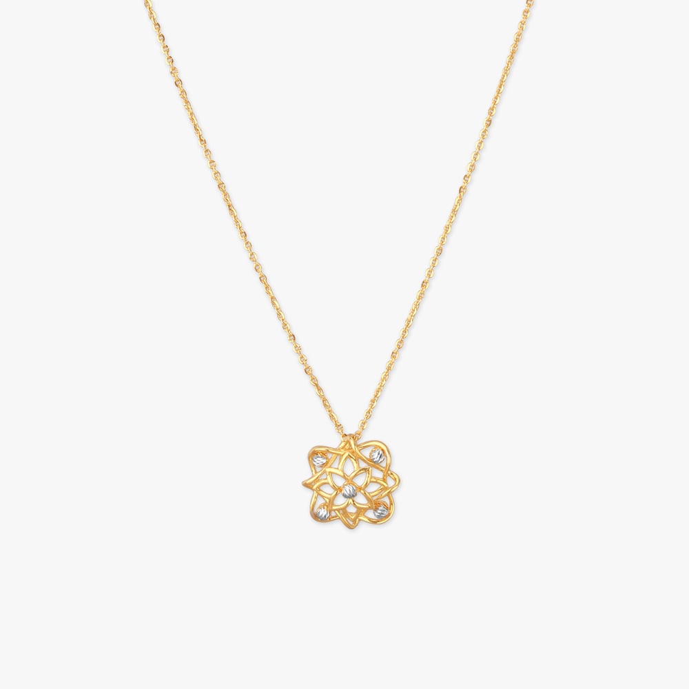 

Textured Floral Gold Pendant with Chain