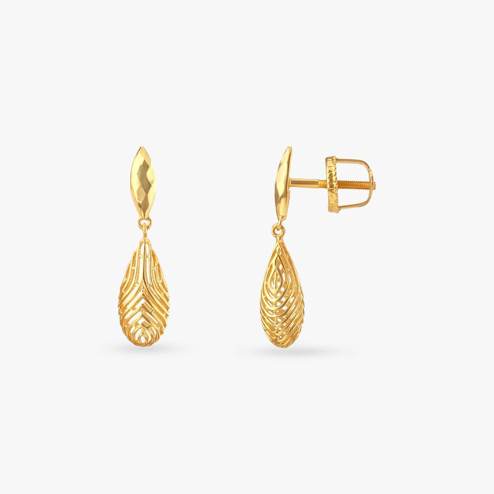 Stylish Teardrop Gold Drop Earrings,,hi-res image number null