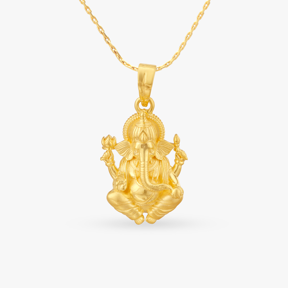 Sacred Ganesh Gold Pendant,,hi-res image number null