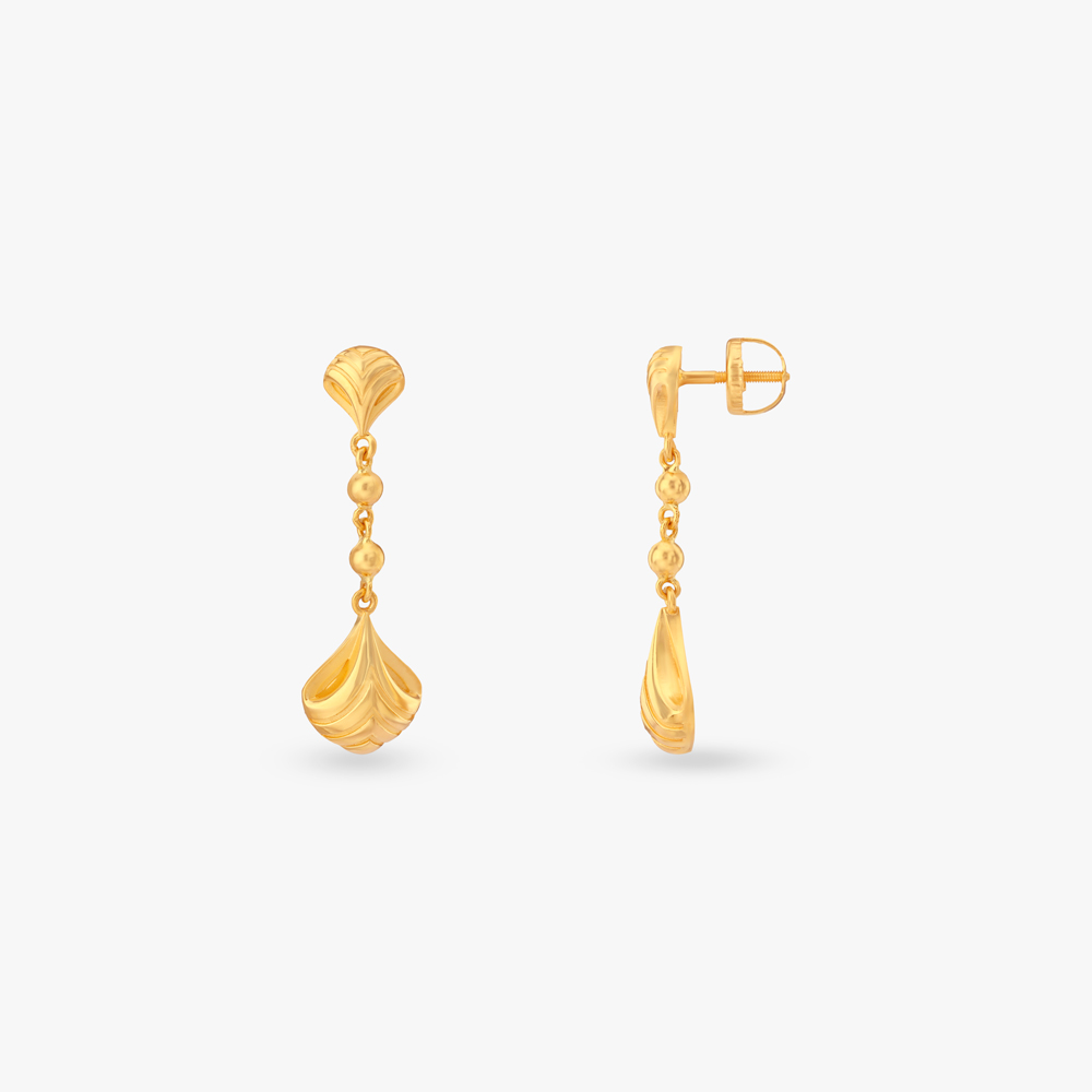 Sculpted Bloom Gold Drop Earrings,,hi-res image number null