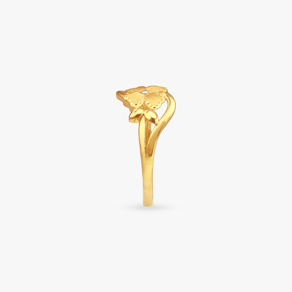 Curved Petal Gold Ring,,hi-res image number null