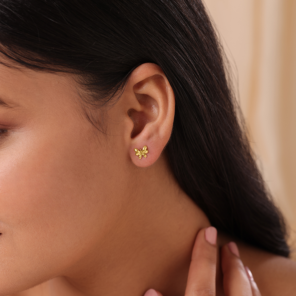 Enchanted Butterfly 14KT Gold Stud Earring,,hi-res image number null