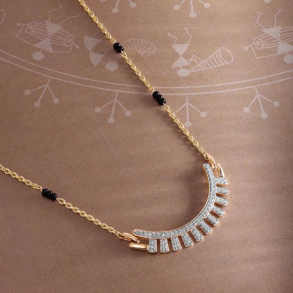 Radiant Arc 14 Kt Gold and Diamond Mangalsutra,,hi-res image number null