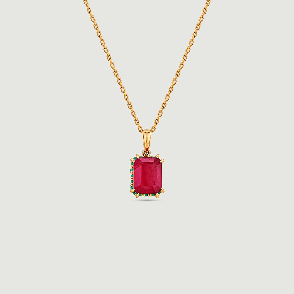 Bold Framed Onyx and Ruby Pendant,,hi-res image number null