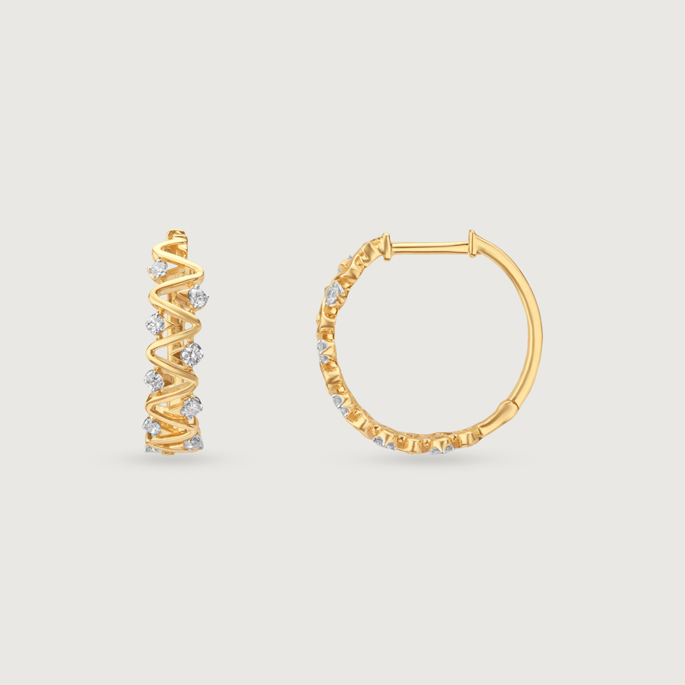 Zigzag Radiance Diamond Hoop Earrings,,hi-res image number null