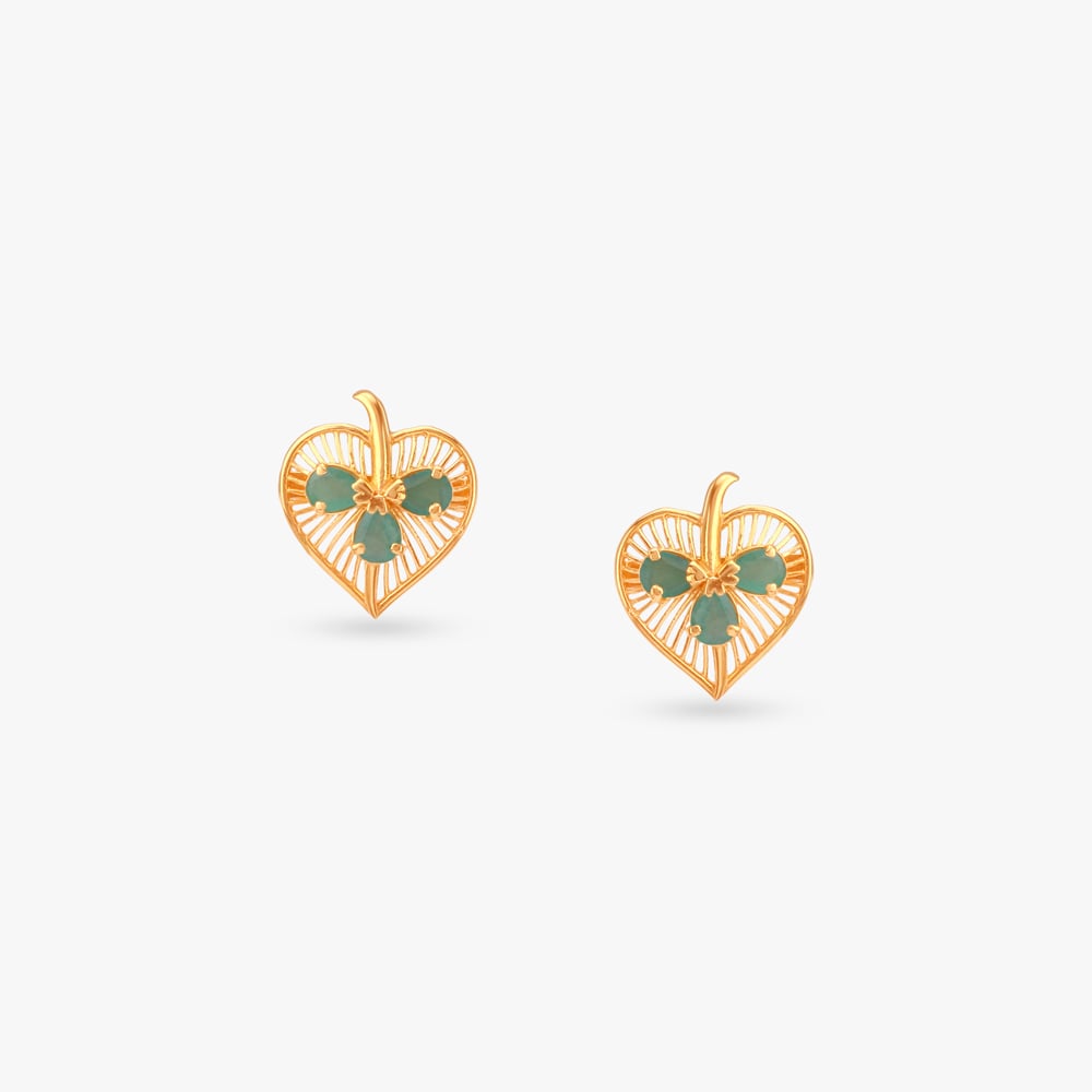 Chic Botanical Emerald Stud Earrings,,hi-res image number null