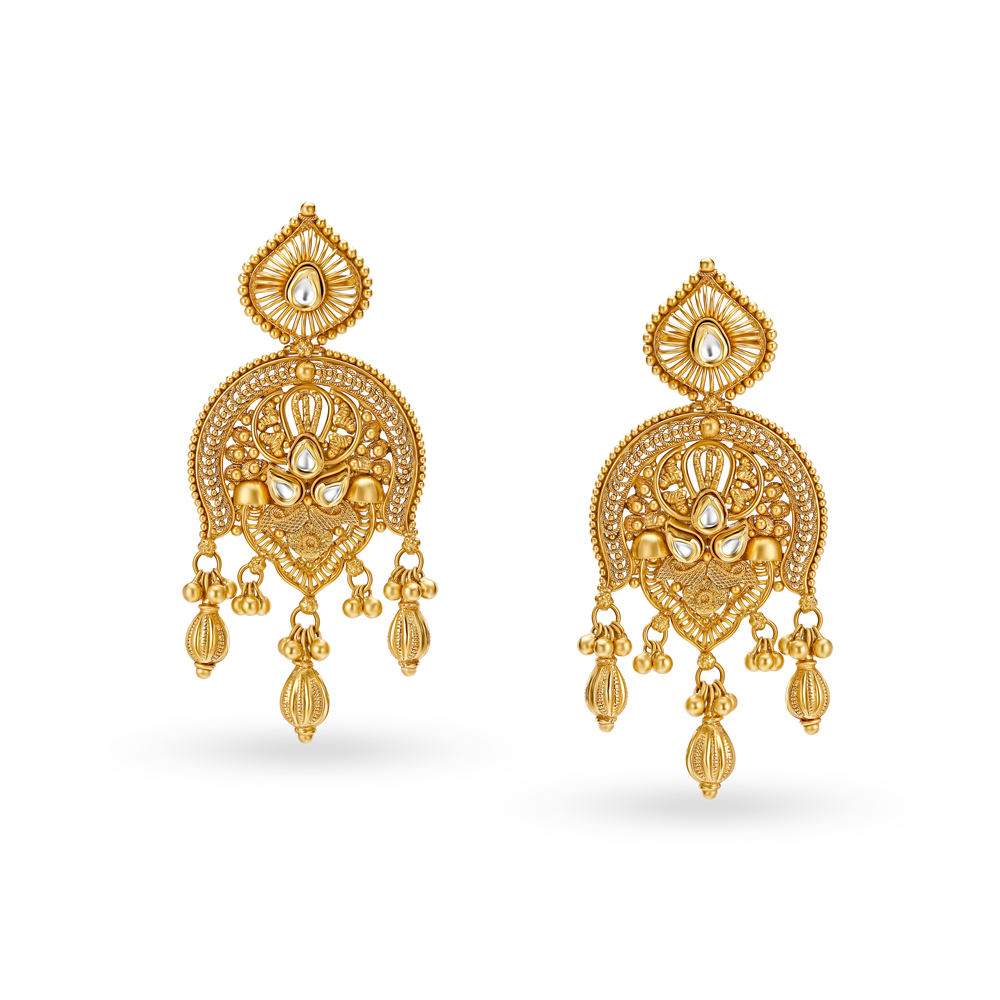 Imposing Gold and Glass Kundan Necklace Set,,hi-res image number null