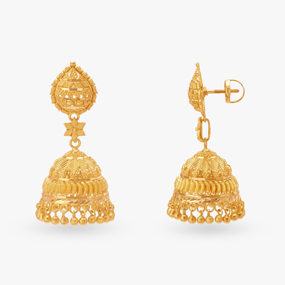 Royal Arch Gold Jhumka Earrings,,hi-res image number null